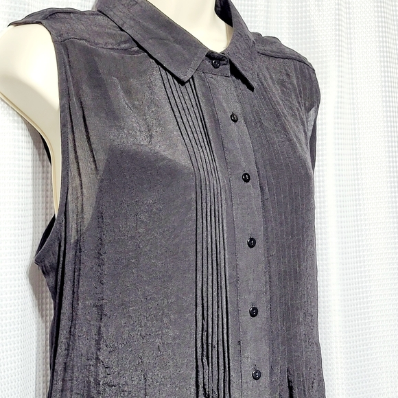 Fever Sheer Black Flowy Pintuck Blouse with Cami Women's (XL/EG) - Picture 2 of 10